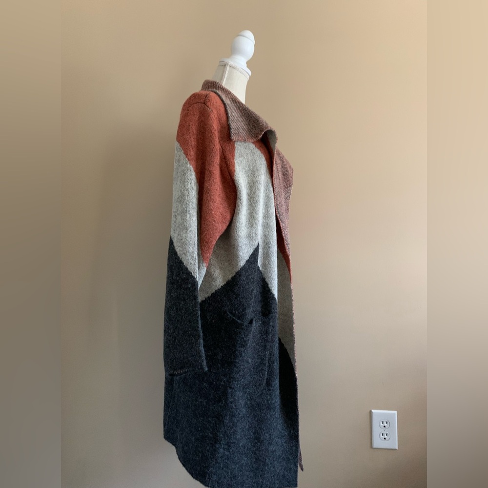 Color Block Coatigan Sweater Cardigan - Picture 3 of 10
